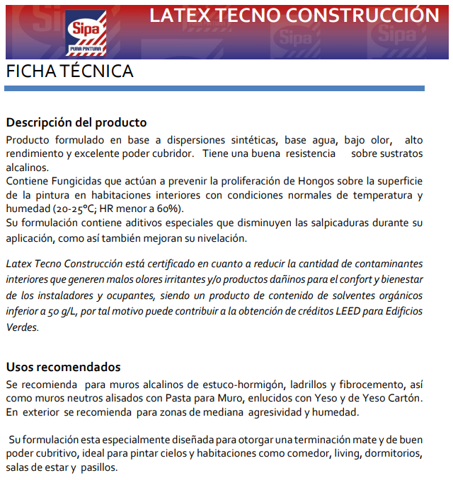 LATEX SIPA CONSTRUCTOR BLANCO TINETA